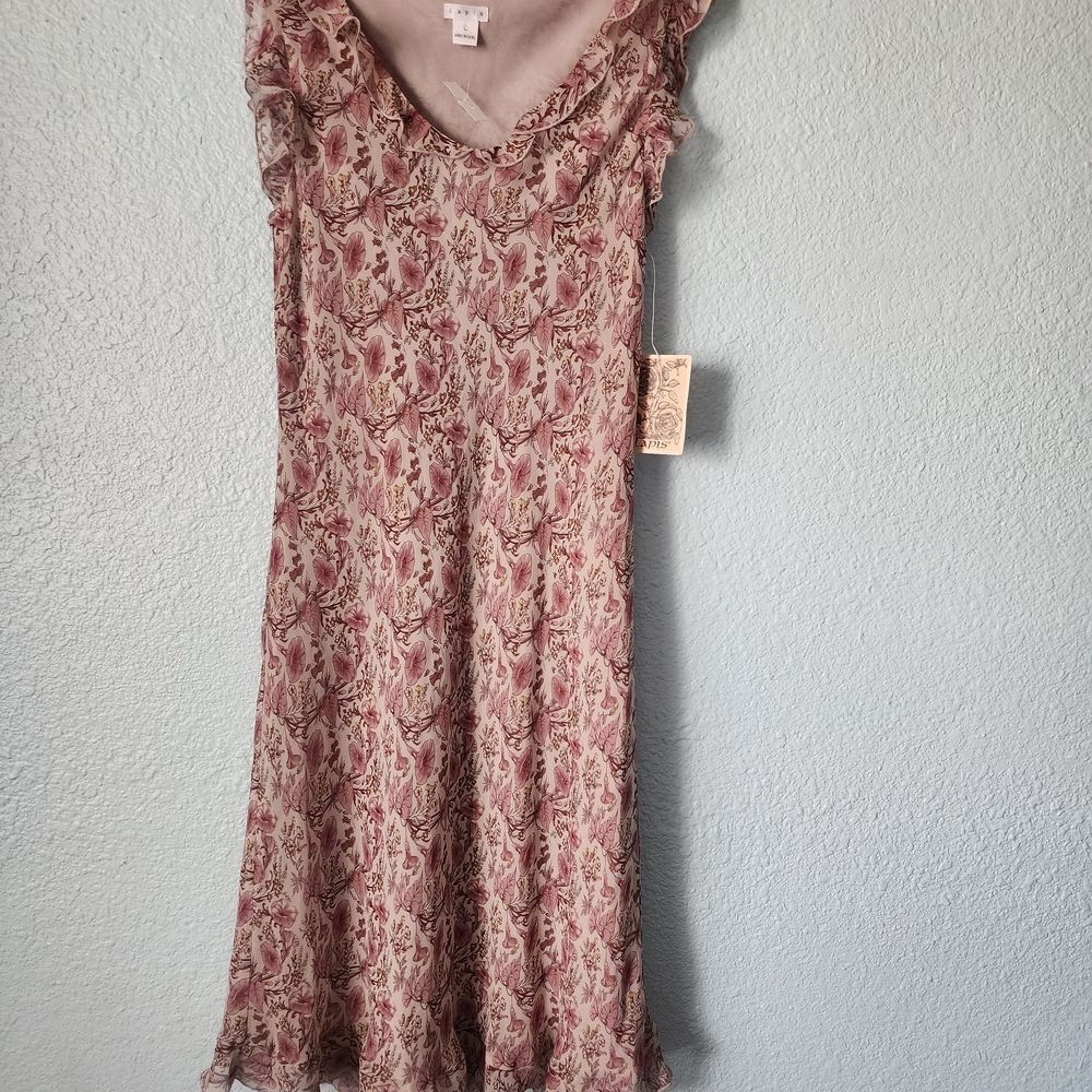 Lapis Silk Floral Mauve Midi Dress
